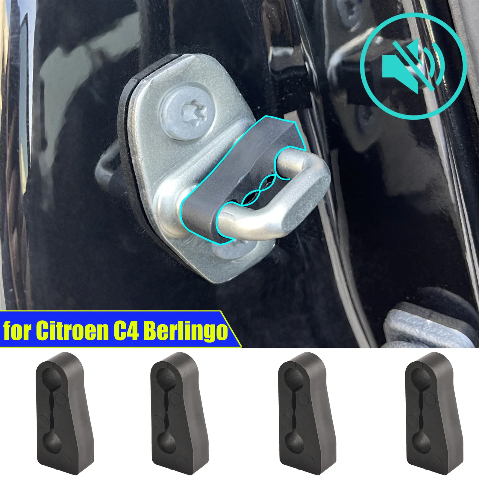 Sound Damper Door Locker For Citroen C3 C4 C5 DS3 DS4 DS5 Picasso Berlingo Rattling STOP Soundproof Screaks Deaf Seal door lock damper