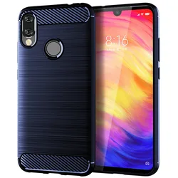 Ultra-Durable Carbon Fiber Shockproof Silicone Case - Sleek Protection for Redmi 9A or 9AT (Navy Blue)