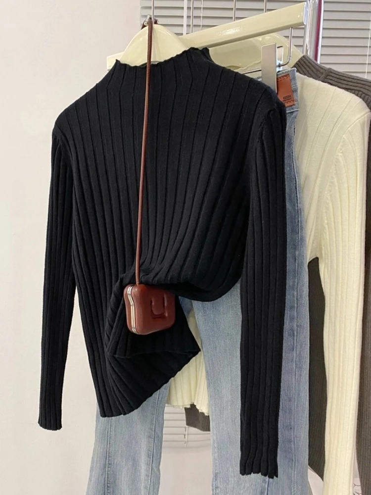 Zjaiss Women Knitted Sweater Autumn Winter 2025 Pullovers Turtleneck Long Sleeve Slim Versatile Basic Solid Female Sweaters - Image 3