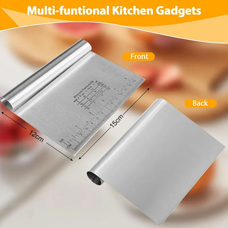 Baking Tool Dough Scraper Dough Cutter Cake Scraper Baking Accessories Bread Cutter Stainless Steel Dough Pastry Scraper