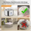 2.2L Automatic Cat Fountain Stainless Steel Pet Water Dispenser Silent Water Pump Circulation Filtering Visual Window 4