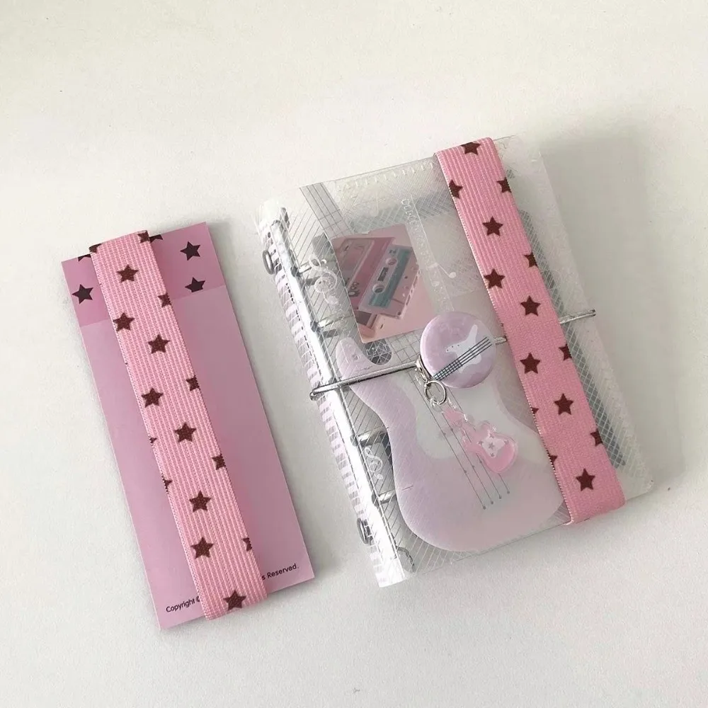 창의적인 조절 가능한 노트북 스트랩 루즈리프 노트북 DIY 장식 탄성 스트랩 귀여운 별 모양 바인더 스트랩 수납 액세서리