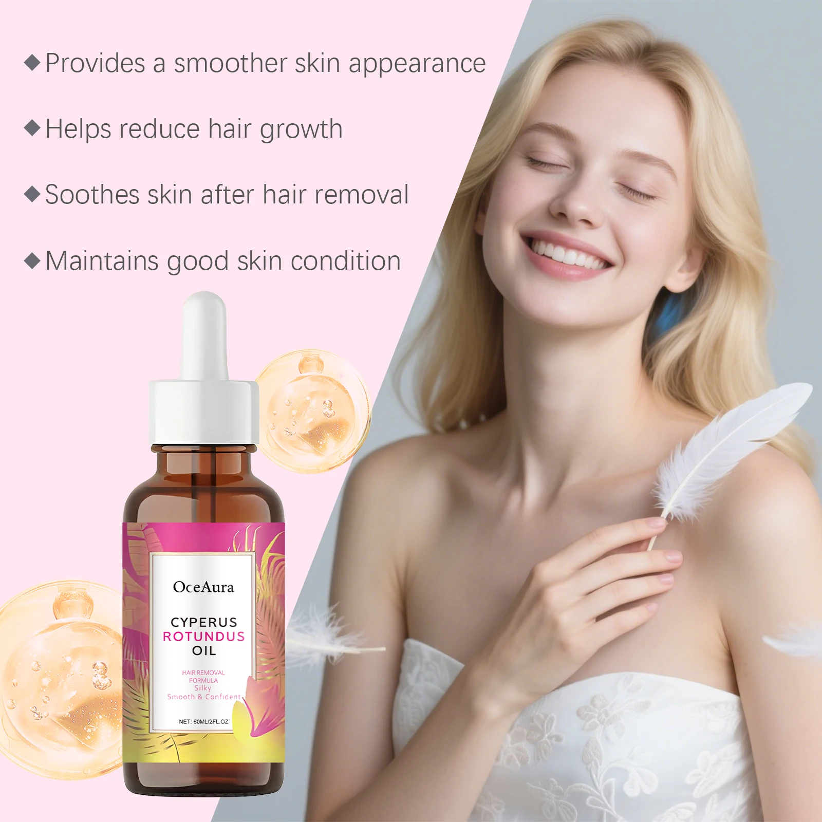 Oceaura Hair Removal Oil Gentle Moisturizing Smoothing Skin Care_voghion.com