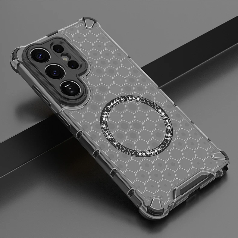 Magnetic Crystal Honeycomb Shockproof Soft Shell Case with Mag-safe Compatibility