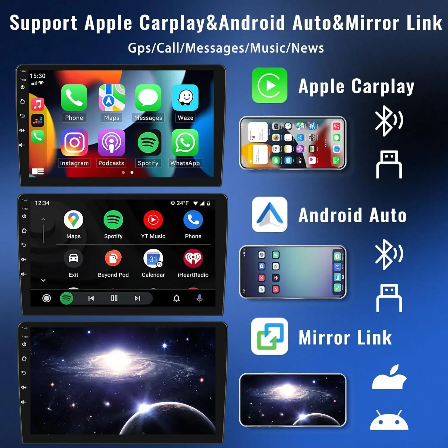 Wireless Carplay Android Auto Car Radio GPS Navigation System
