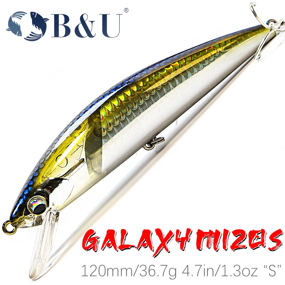 

B&U 120mm 36.7g Heavy Sinking Minnow Saltwater Sea Artificial Bait Plastic Wobbler Fishing Japan Lures Pesca Fishing Accessories