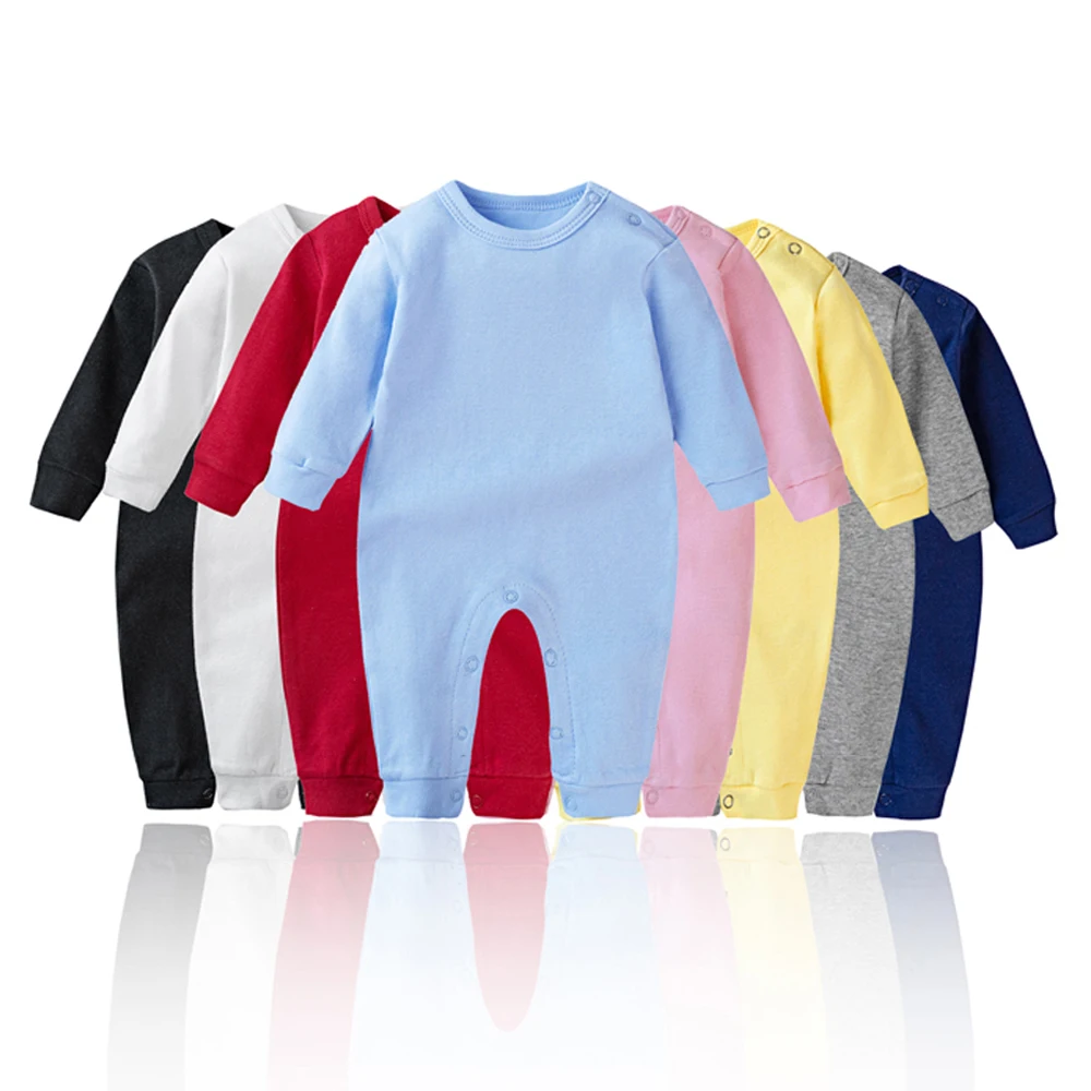 Baby Jumpsuit Boy 0 to 3 6 9 12 18 Months Toddler Girl Onesie 1 to 2 Years Plain White Black Yellow Baby Rompers Long Bodysuits 5
