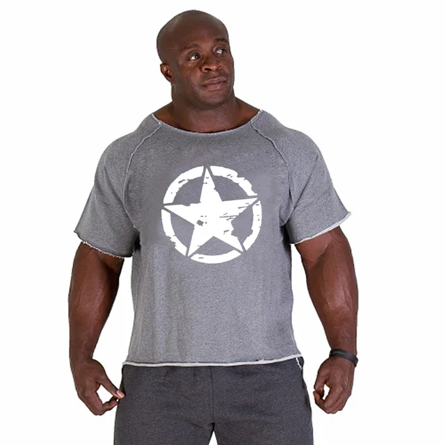 Men's T Shirts Fitness Men Bodybuilding  Shirt Batwing Sleeve Rag shirt Gym Fitness Muscle Running T shirt 5