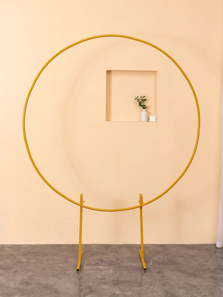 Copertura Per Sfondo Arco Rotondo - Tessuto Poliestere Elastico Beige - Foto 7