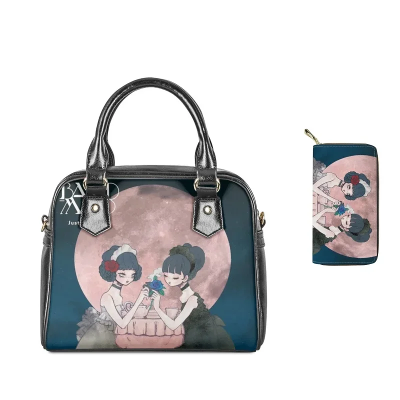 2023-new-fashion-melanie-martinez-printing-women-leather-shoulder-handbag-wallet-ladies-casual-top-handle-bag-crossbody-2-set