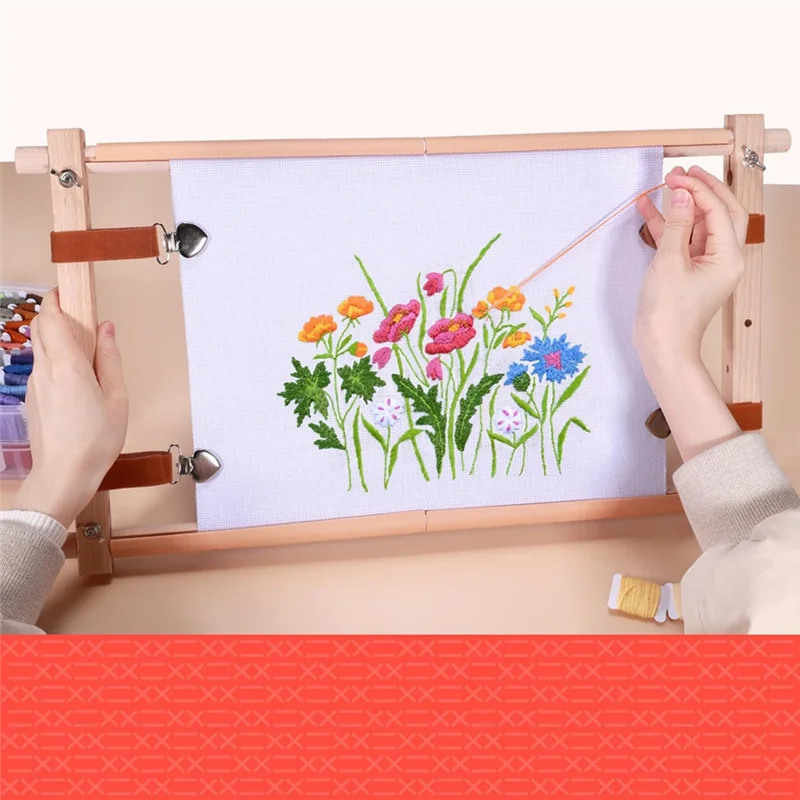 A88K-Wooden Crossstitch Frame-Needle Point Embroidery Tapestry Scroll Frame-Embroidery Tapestry Quilting Frame For Embroidery