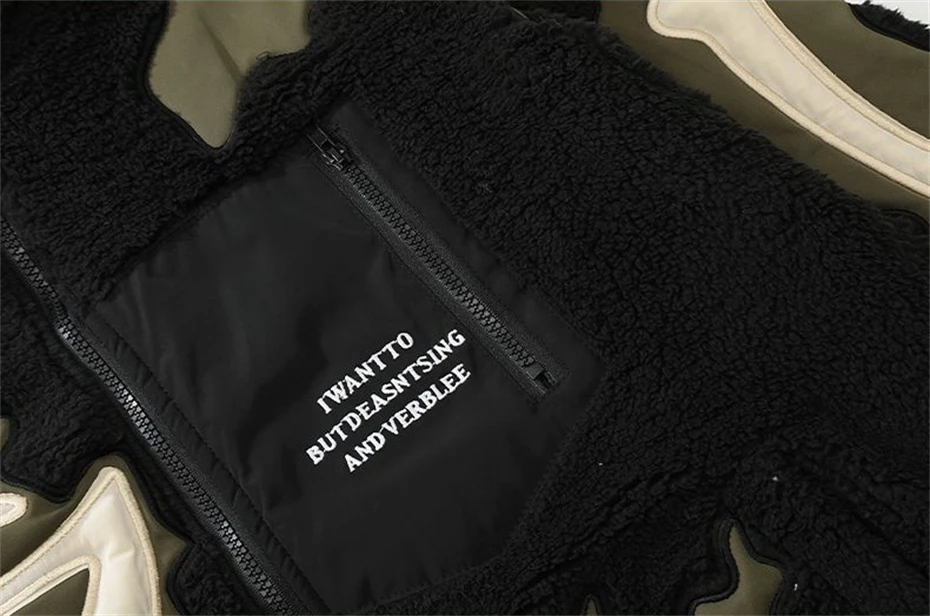 Skeleton Jacket Men Winter Fuzzy Lamb Fleece Jacket Coat Men Streetwear Hip Hop Oversized Harajuku Foam Print Patchwork Jackets 5