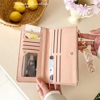 Portamonete Portatile da Donna, Portafoglio Lungo con Porta Carte Stampato, Borsa Multitasche con Bottone a Pressione, Borsa a Mano in PU per Shopping