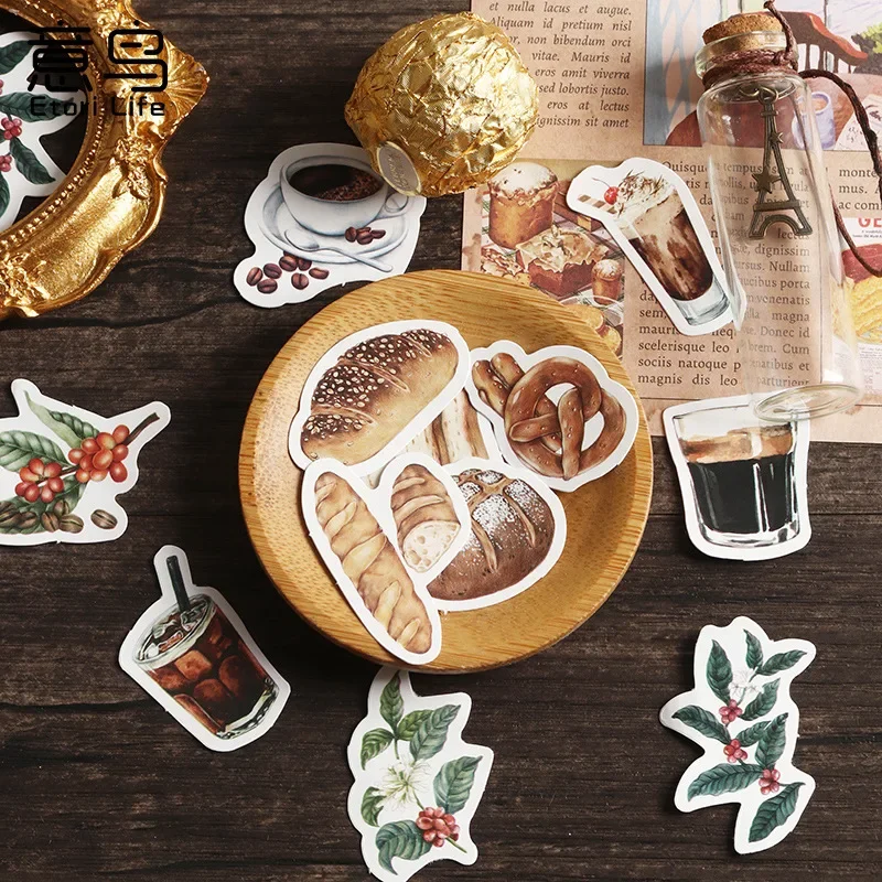 46 Pcs Vintage Coffee Theme Stickers For Decoration Planner Phone Case Scrapbook  Journals