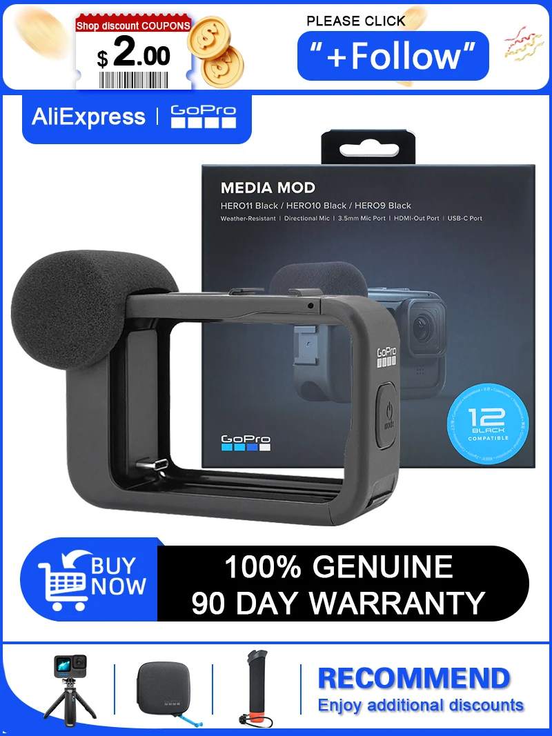 GoPro-HERO12-Media-Mod-Microphone-frame-for-HERO11-10-9-Black-Action ...