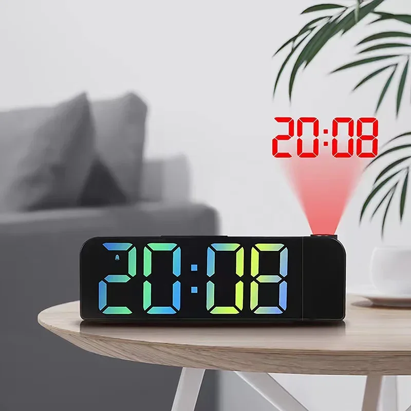 High Quality New Projection Clock Simple Black Frame LED Digital Display Adjustable Digital Alarm Clock For Home Car And Company