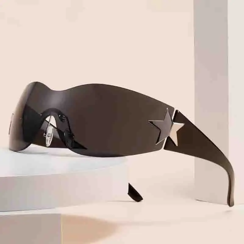 

Очки солнцезащитные унисекс квадратные, брендовые дизайнерские модные уличные очки без рамки, в стиле хип-хоп, UV400