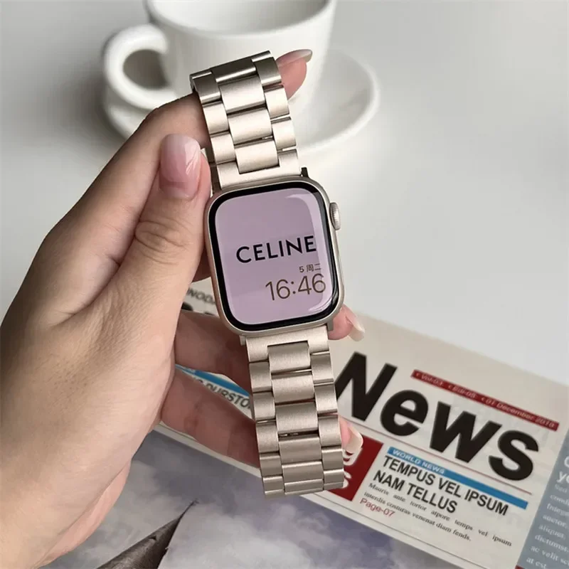 Starlight metal stainless steel strap for Apple Watch 8Apple watch6 strap iwatch7 strap apple watch band  apple watch