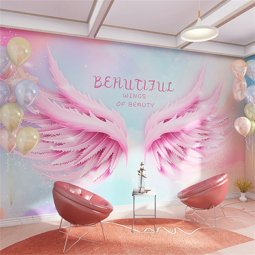 personalizado 3d stereo anjo asas papel de 01