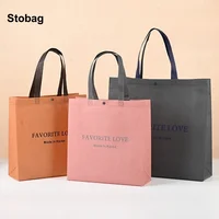 StoBag 25pcs Non-woven Shopping Bags Tote Shoulder Fabric Eco Woman Storage Reusable Portable Pouches Custom Logo(Extra Fee) 1