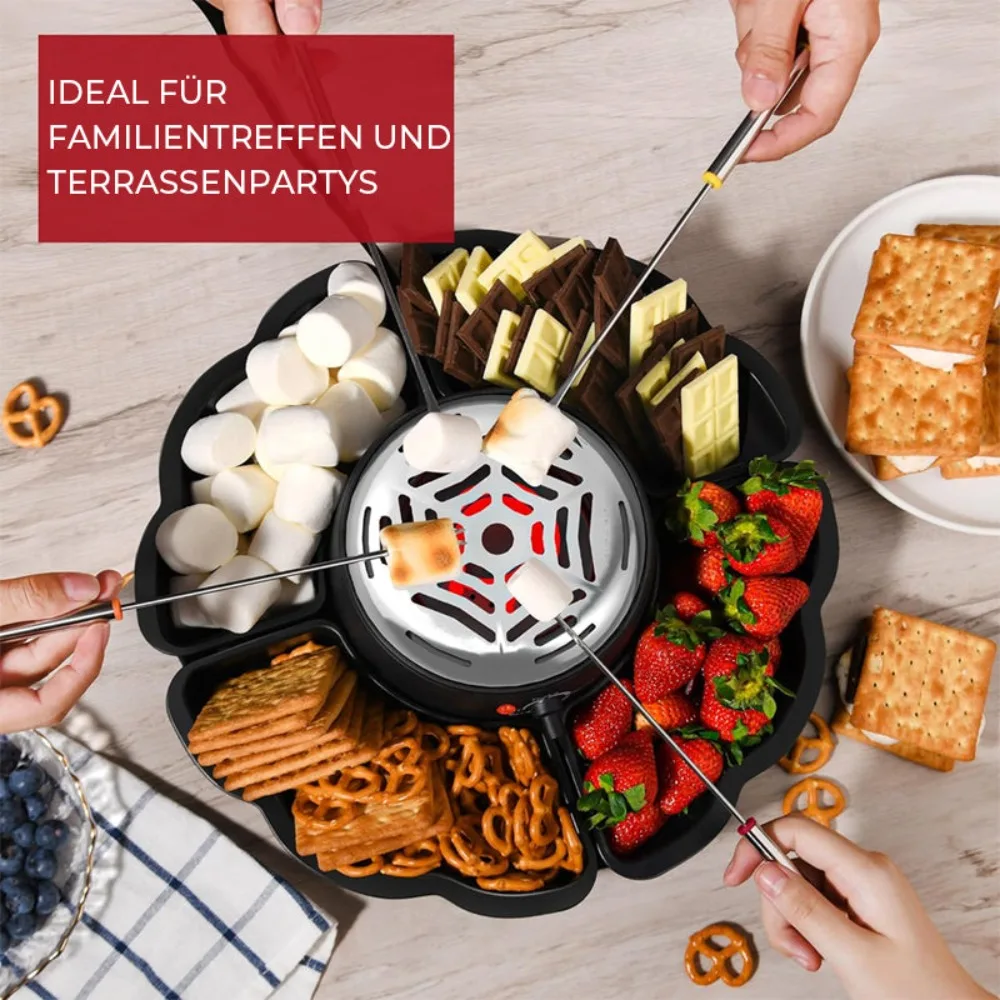 4 Roasting Forks Electric Marshmallow Roaster Movie Night Supplies Heated Bowl 2 In 1 Smores Maker Flameless Fondue Set Home