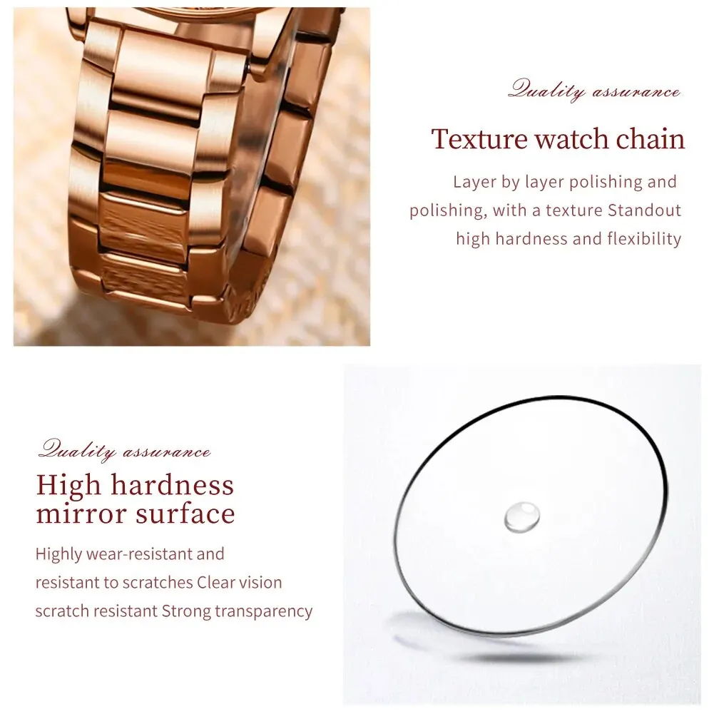 ساعة أوليف كوارتز ماسية للنساء ، فولاذ مقاوم للصدأ...