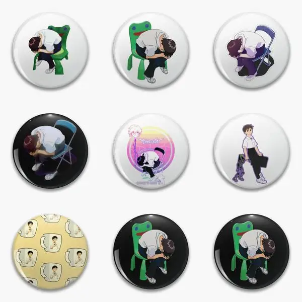 

Shinji Ikari In The Froggy Chair Soft Button Pin Metal Collar Jewelry Lapel Pin Clothes Creative Gift Women Lover Hat Badge Cute