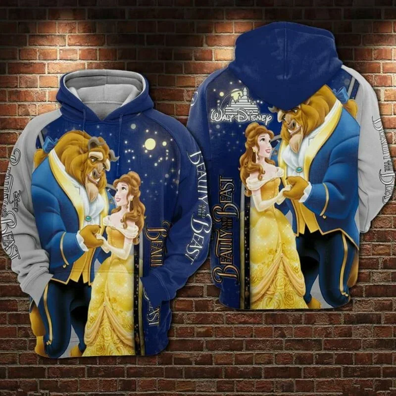 

2024 Disney Beauty and the Beast Movie Disney 3D Men and Women Hoodie Fashion Casual 3D Hoodie Sweatshirt