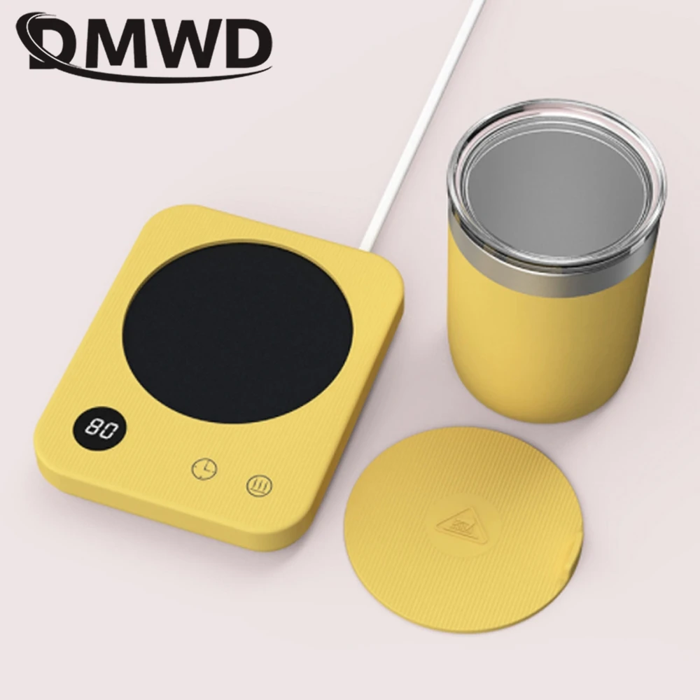 DMWD Household Heating Coaster Electric Hot Plate Portable Milk Warmer 4 Gears Thermostat Pad Office Heater With Cup Tea Maker