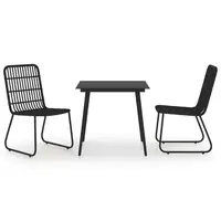 Stylish Black Rattan Outdoor Dining Set with Glass Table and Steel Frame - Image 2