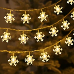 Snowflake LED String Fairy Lights for Festive Home and Party Decor (Warm White)