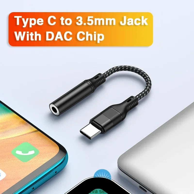 HIFI DAC Earphone Amplifier USB Type C to 3.5mm Headphone Jack Audio adapter Digital Decoder AUX Converter For samsung xiaomi