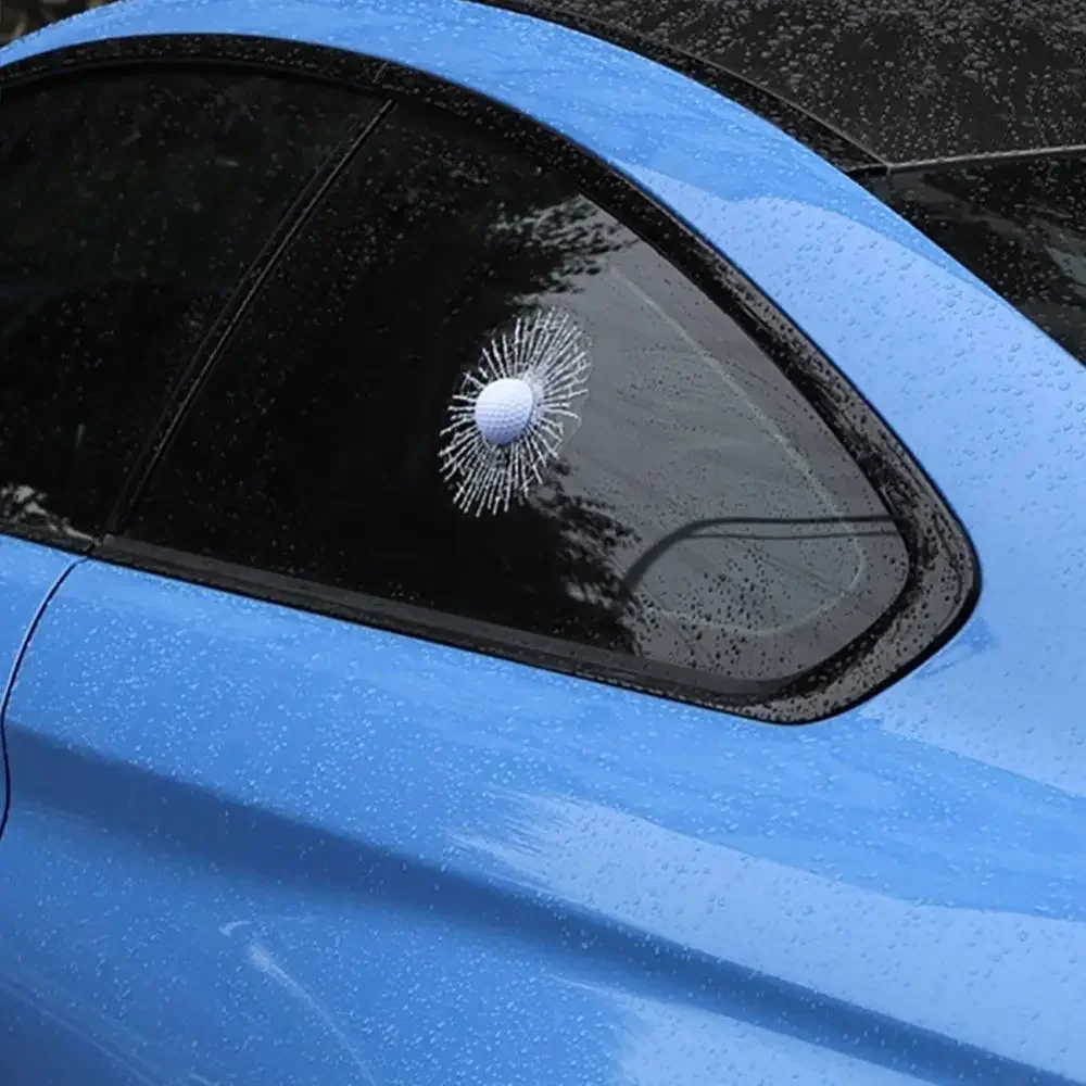 Funny 3D Golf Ball Hit Window Crack Car Windshield Decals Sticker Decoration Car Accessories