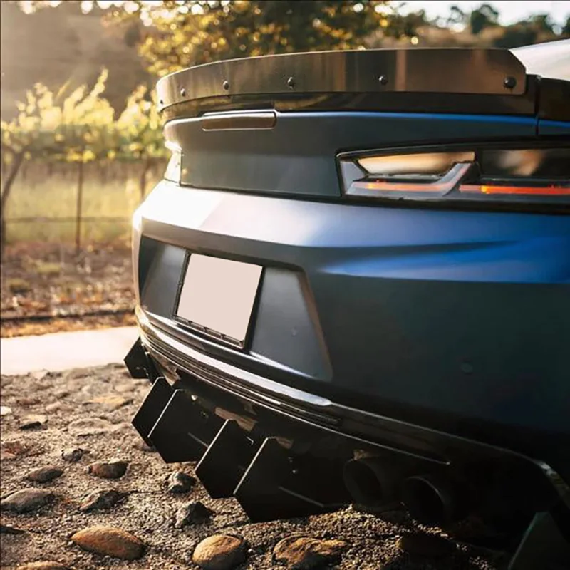 For Chevrolet Camaro SS-Rear Bumper Diffuser A Set With Quad Exhaust Cars Accessories Body Kit Glossy Black