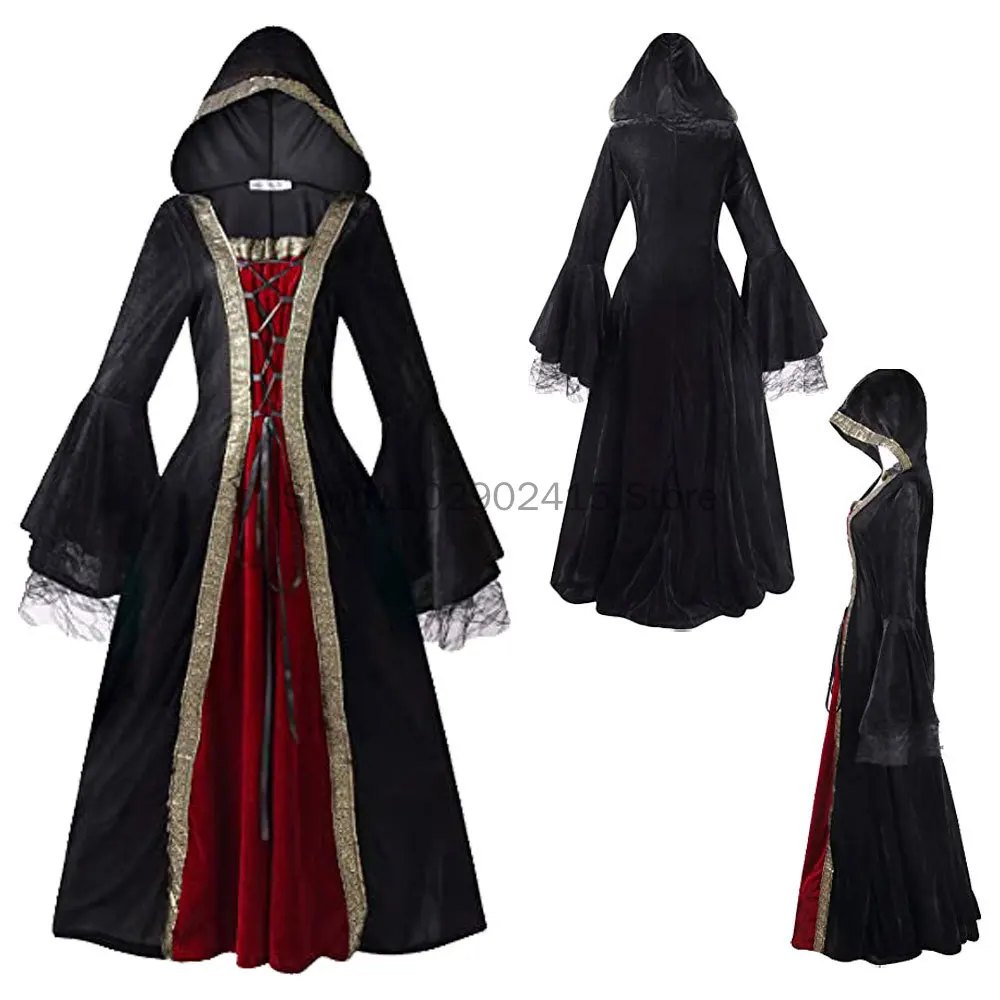 

2023 Medieval Halloween Queen Cosplay Costume for Women Floor Length Dress Renaissance Court Dresses Gothic Court Victoria Dress