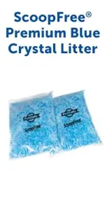 ScoopFree Premium Blue Crystal Litter 2-Pack for cat litter box. Alternative to clumping litter