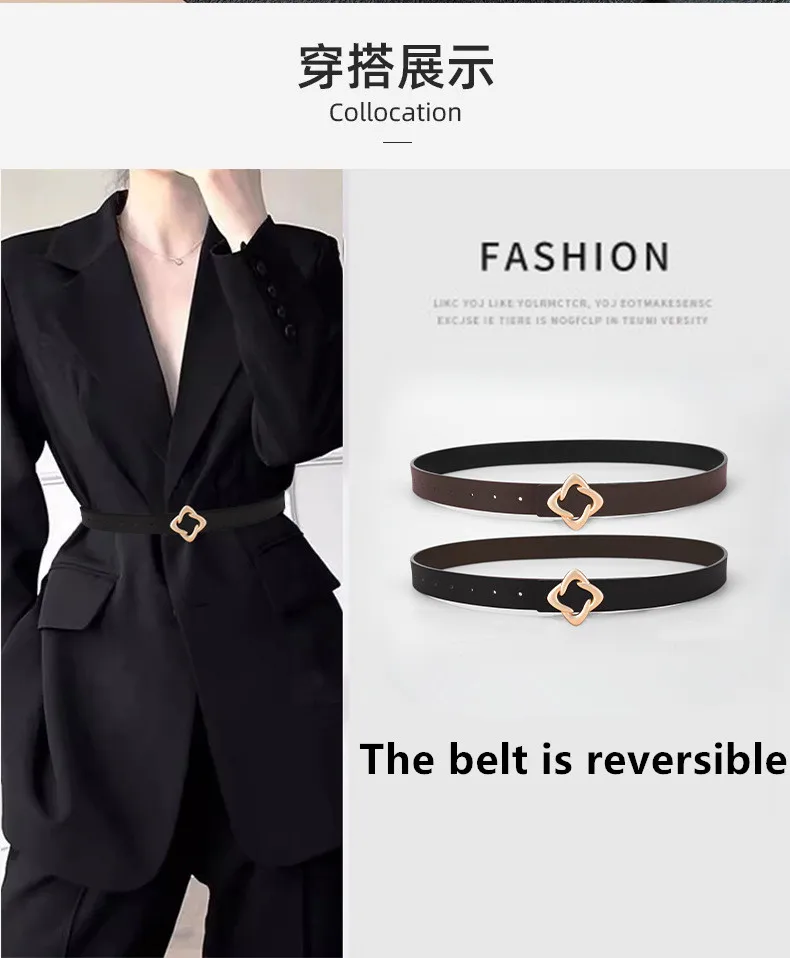 

Women's Belt Slide Buckle Fashionable Casual Cowhide Strap Female Belt for Women
