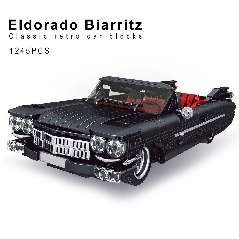 Retro American Eldorado Leon Car Building Blocks Vintage Auto Technical Bricks Toys For Kids Vehicle Construction Gifts Set