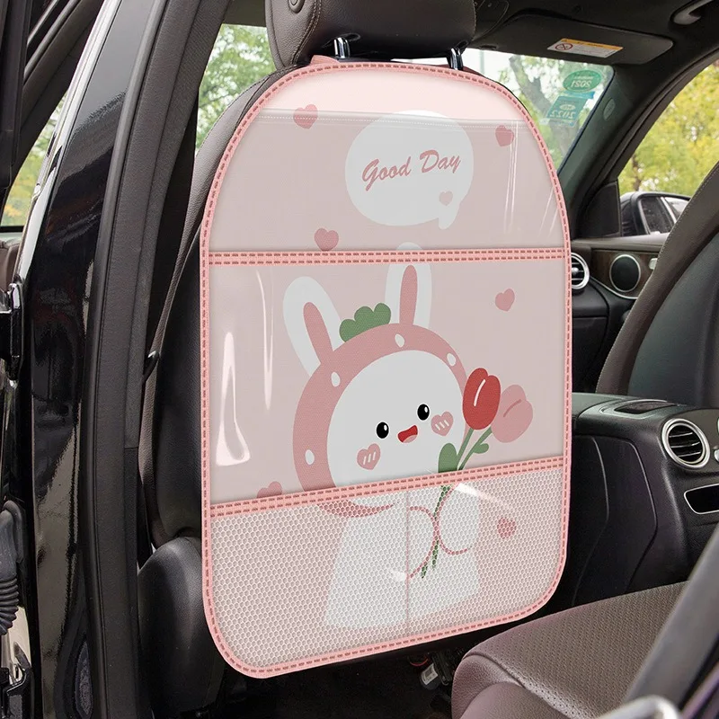 1PC Car Seat Back Protector – Anti-Child Kick Pad with Cartoon Design & Storage Bag 6