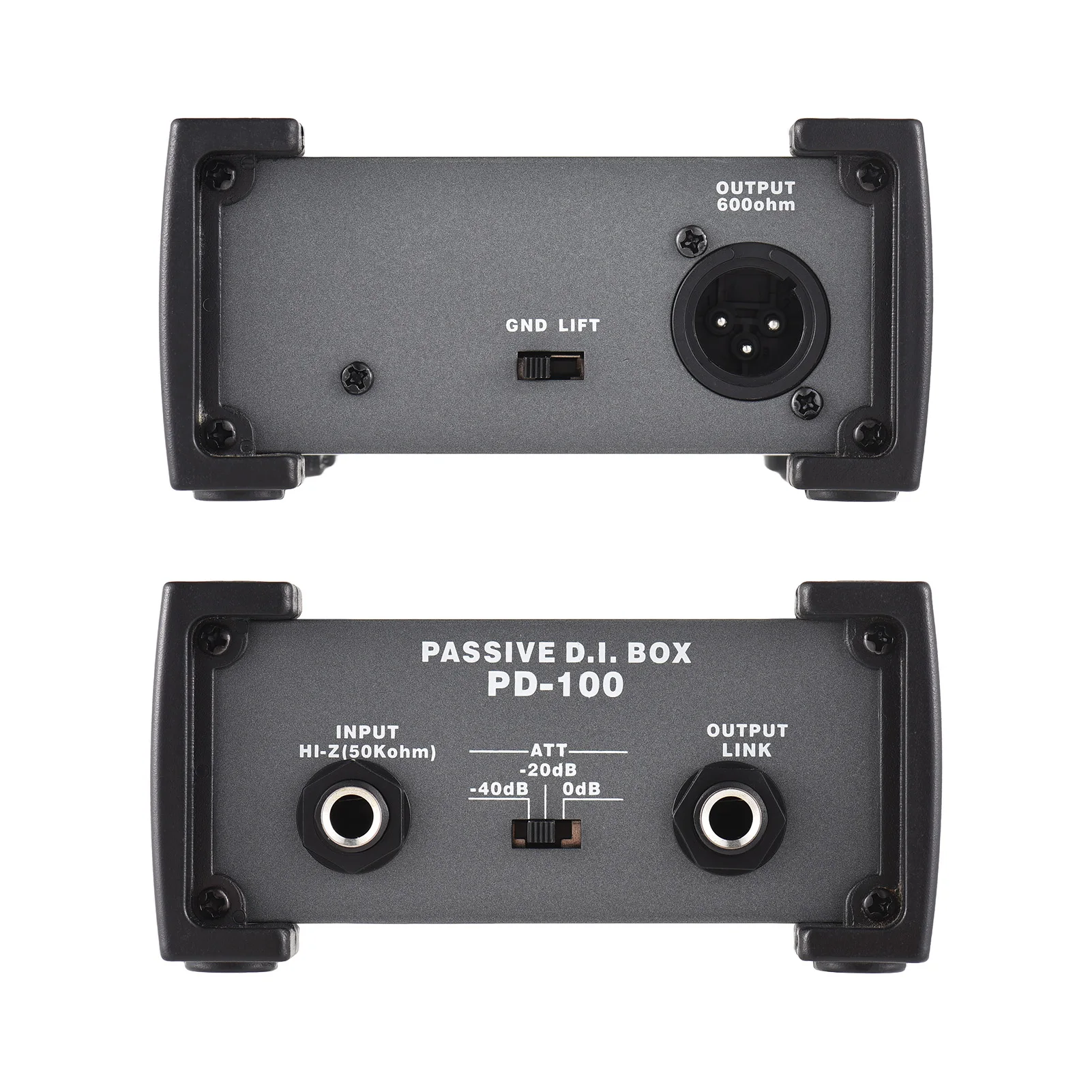 2 Channels Passive DI-Box Unit Hum Eliminator 1/4'' instrument Direct Box to XLR Professional Impedance Transform Audio Isolator