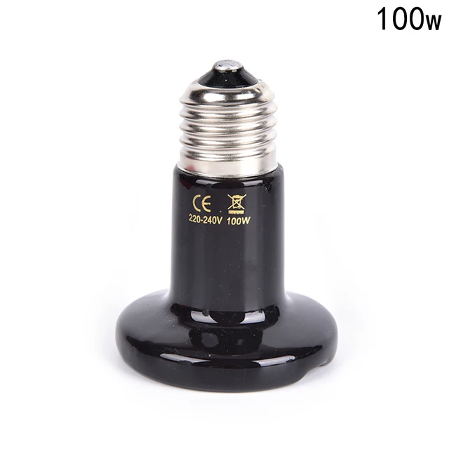 25W / 50W 75W 100W Pet Heating Lamp Black Infrared Ceramic Emitter Heat Light Bulb Brooder Reptile 6