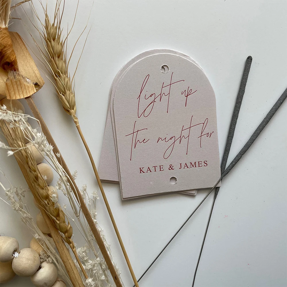 Personalized 24pcs Arch Shape Wedding Sparkler Tags Boho Wedding Tags Decor Sparkler Label Send Off Romantic atmosphere