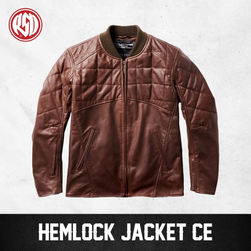 RSD 헴록 윈터 재킷 글래식 남성용 풀 그레인 가죽 바이커 재킷 시그니처 새틴 프린트 안감 내장형 SAS-TEC 아머