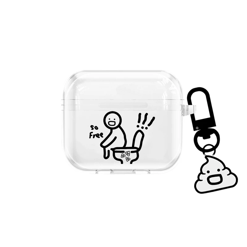 

AirPods Pro 1 2 3 3rd Gen Case for Apple Transparent Funny Silicone with Keychain Earphone Protective Cover Airpods Pro 2 Case