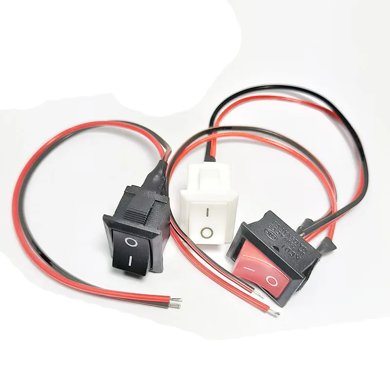 KCD1-101 boat-shaped switch button rocker power supply 2 feet 2 gears 250V6A with cable 5pcs/Lot