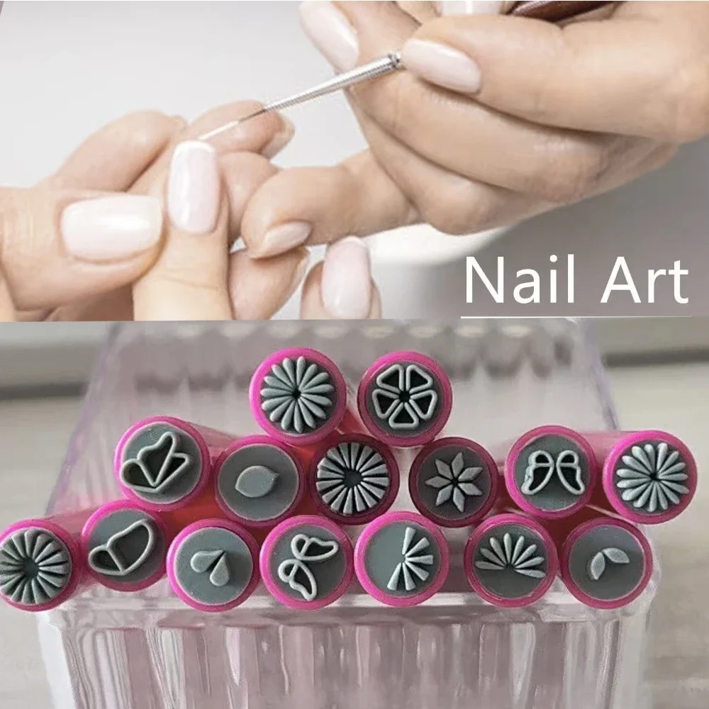 Professional Nail Art Stamp Chic, 4-10pc Pen Nail Stamping Plates 3D Daisy/Star/Butterfly/Heart Nails Template DIY Nail Tool Set 6
