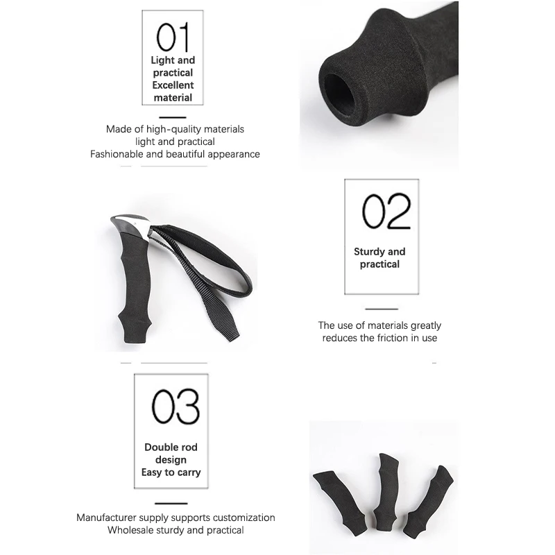 Cane Tip Lock Buckle Trekking Pole Head Handle Accessories Straight T-shaped Wrist Strap Outer