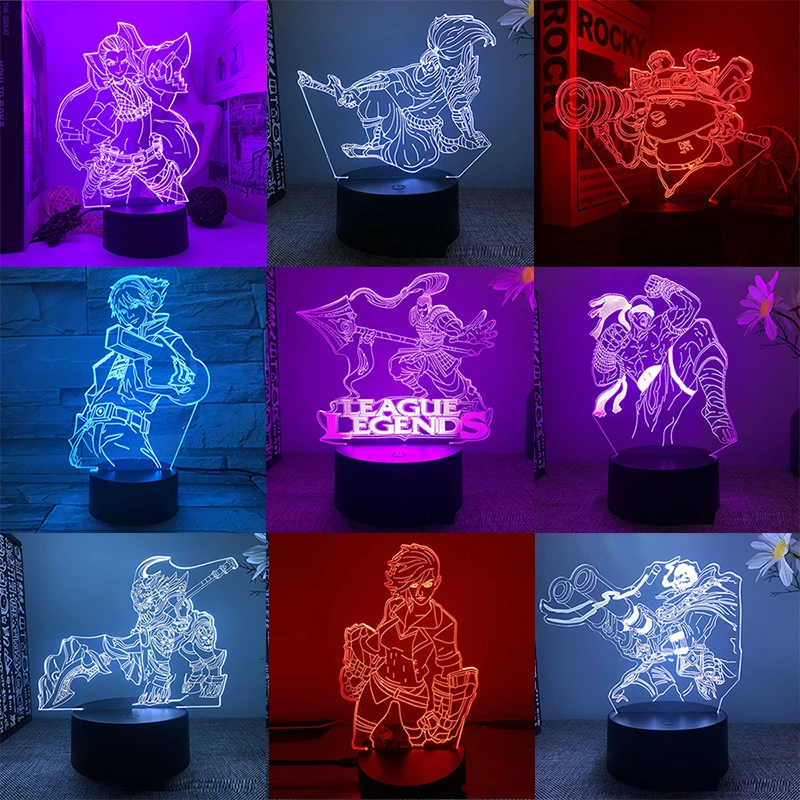 League Of Legends Lonely Warrior Jinx Hilko 3d Led Lamp Bedroom Manga Night Lights Anime Figure Room Decor Children's Gift mi motion activated night light 2