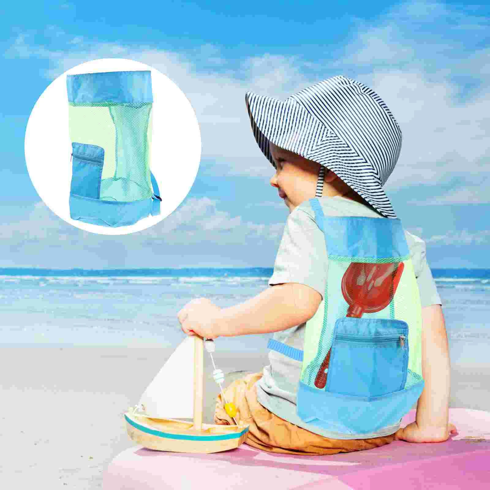 Cerco encanto Supervisar Mochila de malla de playa para niños, bolsa de almacenamiento de conchas  marinas, bolsa de natación| | - AliExpress
