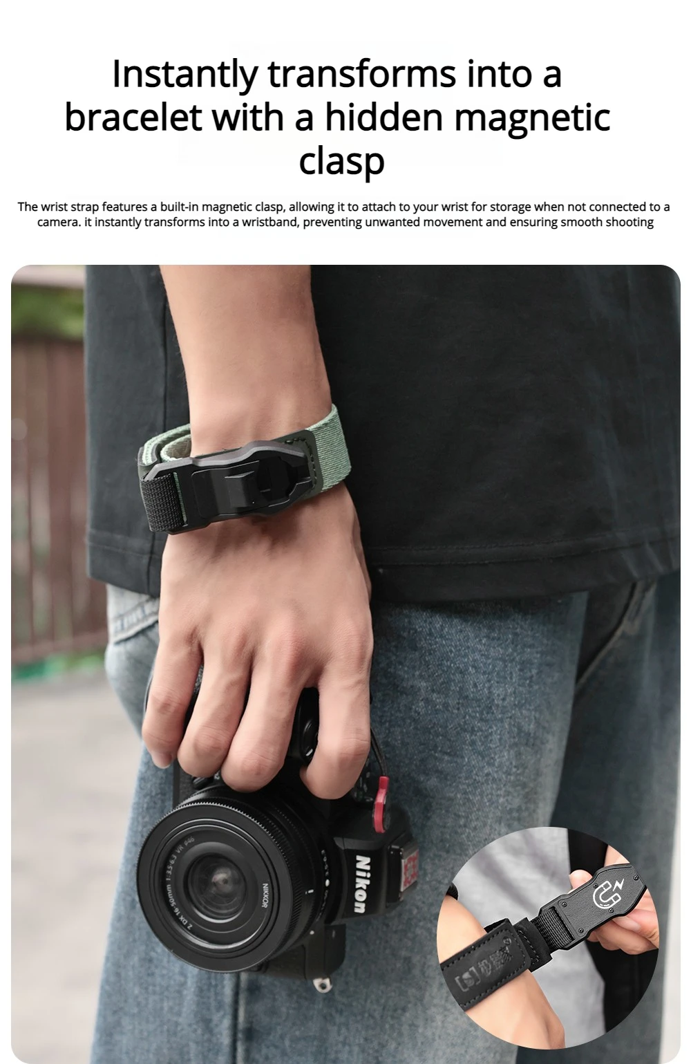 후지 X-T5, , 니콘, 캐논 스포츠 카메라에 적합한 카메라 손목 스트랩, 조절 가능한 퀵 릴리즈 카메라 스트랩